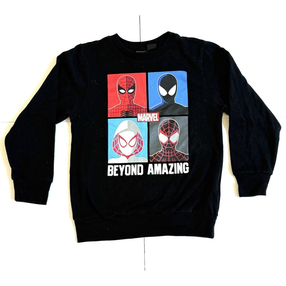 Youth Marvel Black Spider-Man Beyond Amazing Crew Sweater Size YM‎